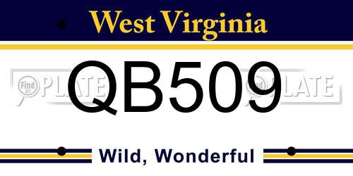 QB509 West Virginia License Plate