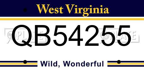 QB54255 West Virginia License Plate