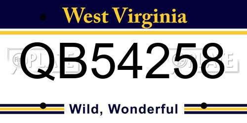 QB54258 West Virginia License Plate