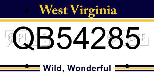QB54285 West Virginia License Plate
