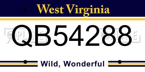 QB54288 West Virginia License Plate