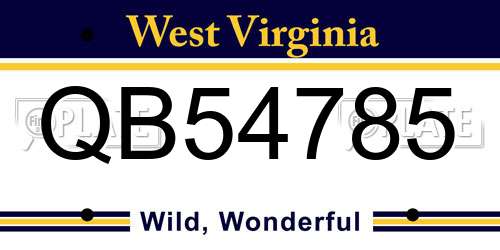 QB54785 West Virginia License Plate