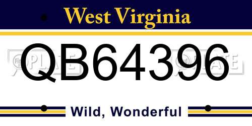 QB64396 West Virginia License Plate