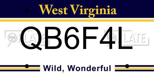 QB6F4L West Virginia License Plate