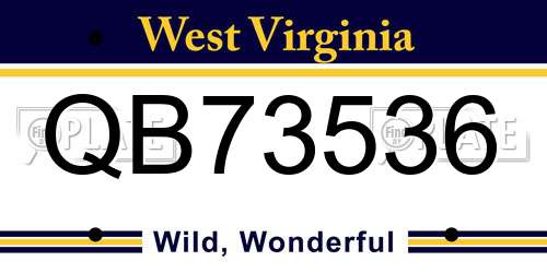 QB73536 West Virginia License Plate