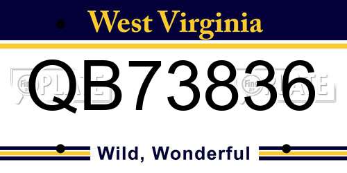 QB73836 West Virginia License Plate
