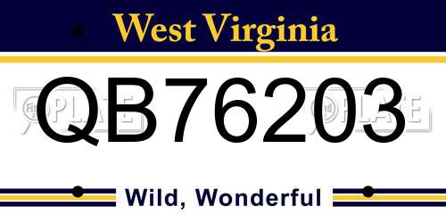 QB76203 West Virginia License Plate