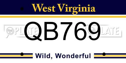 QB769 West Virginia License Plate