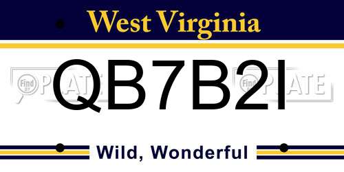 QB7B2I West Virginia License Plate