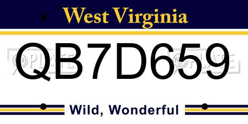 QB7D659 West Virginia License Plate