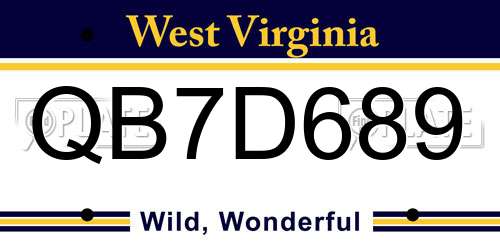 QB7D689 West Virginia License Plate