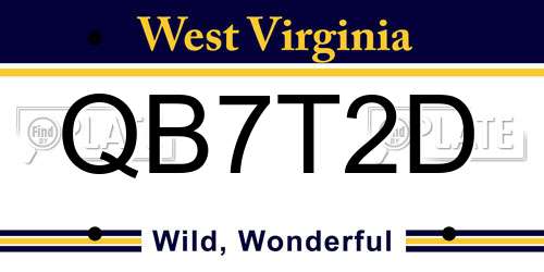 QB7T2D West Virginia License Plate