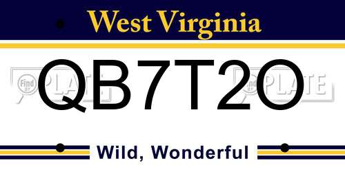QB7T2O West Virginia License Plate