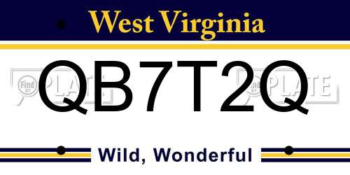 QB7T2Q West Virginia License Plate