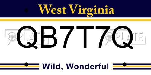 QB7T7Q West Virginia License Plate