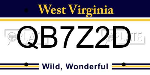 QB7Z2D West Virginia License Plate