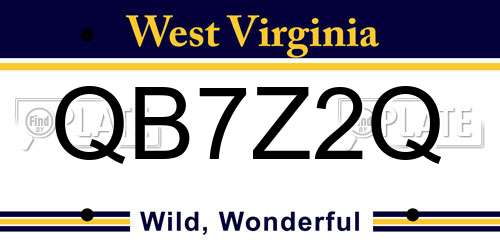 QB7Z2Q West Virginia License Plate
