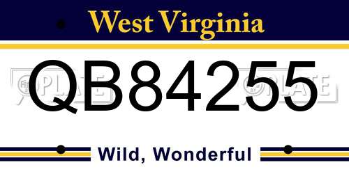QB84255 West Virginia License Plate
