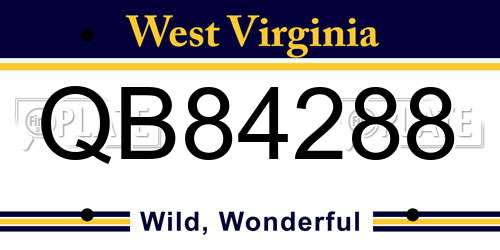 QB84288 West Virginia License Plate