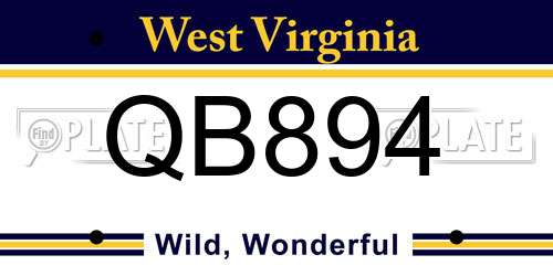 QB894 West Virginia License Plate