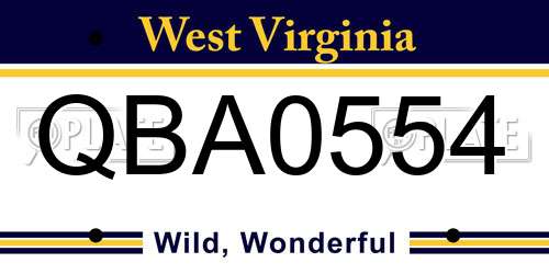 QBA0554 West Virginia License Plate