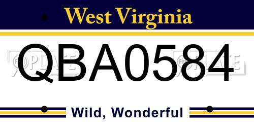 QBA0584 West Virginia License Plate