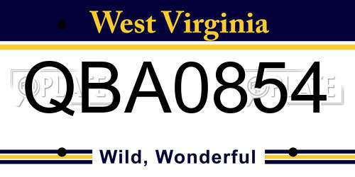 QBA0854 West Virginia License Plate