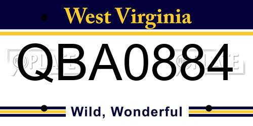 QBA0884 West Virginia License Plate