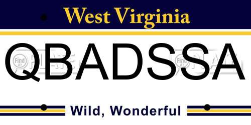 QBADSSA West Virginia License Plate