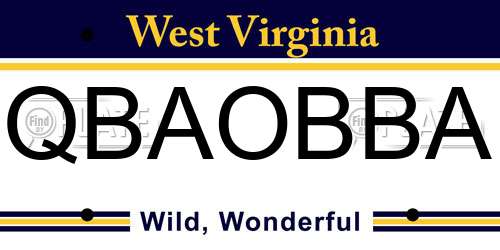 QBAOBBA West Virginia License Plate