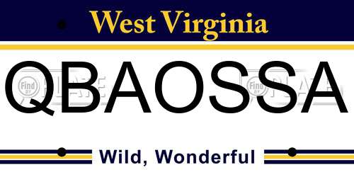 QBAOSSA West Virginia License Plate
