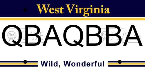 QBAQBBA West Virginia License Plate