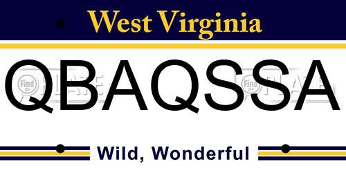 QBAQSSA West Virginia License Plate