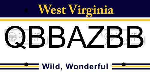 QBBAZBB West Virginia License Plate