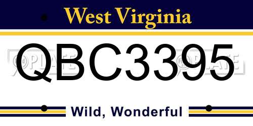 QBC3395 West Virginia License Plate