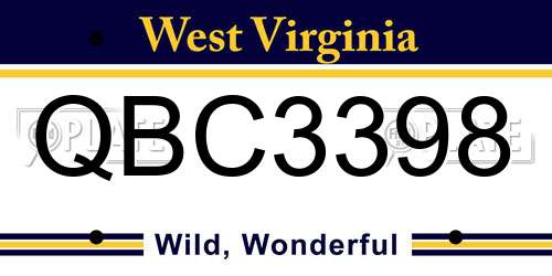 QBC3398 West Virginia License Plate