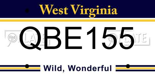 QBE155 West Virginia License Plate