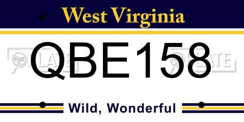 QBE158 West Virginia License Plate