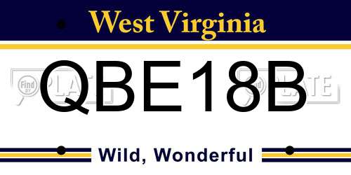QBE18B West Virginia License Plate