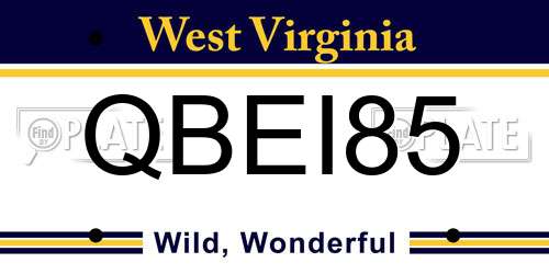 QBEI85 West Virginia License Plate