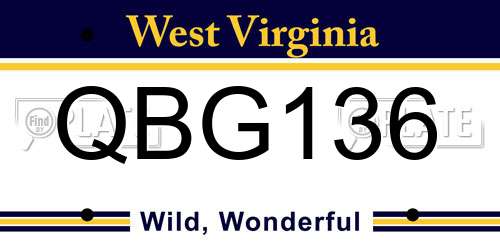 QBG136 West Virginia License Plate