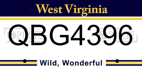 QBG4396 West Virginia License Plate