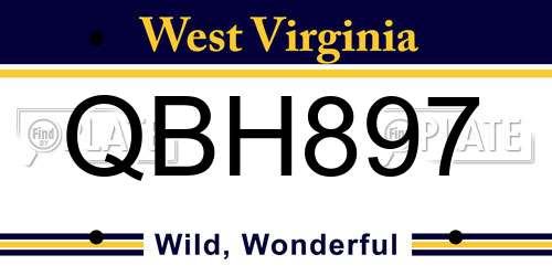 QBH897 West Virginia License Plate