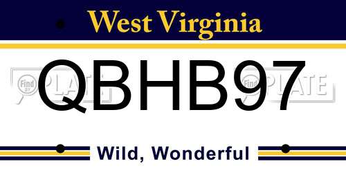 QBHB97 West Virginia License Plate