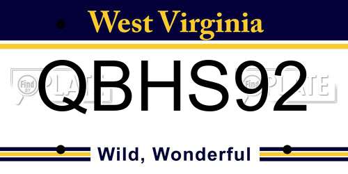 QBHS92 West Virginia License Plate