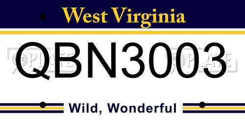 QBN3003 West Virginia License Plate