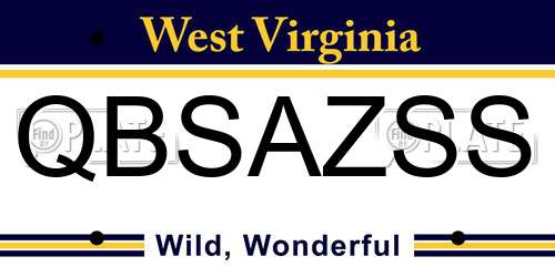 QBSAZSS West Virginia License Plate