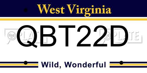 QBT22D West Virginia License Plate