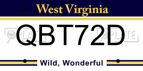 QBT72D West Virginia License Plate