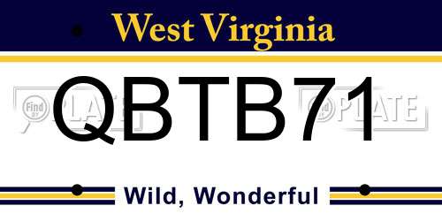 QBTB71 West Virginia License Plate